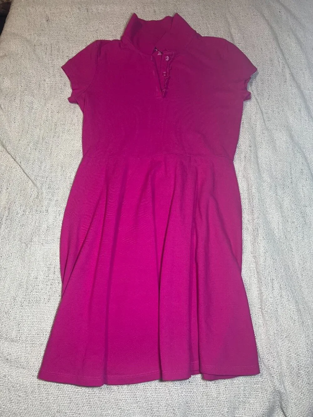 The Children's Place Girls Pink Polo Dress Size XL 14 Ruffle Collar Short Sleeve - Picture 3 of 5